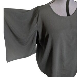 Vintage 90s Silhouettes Black Cape Sleeve Flowy Minimalist Witchy Blouse 3X